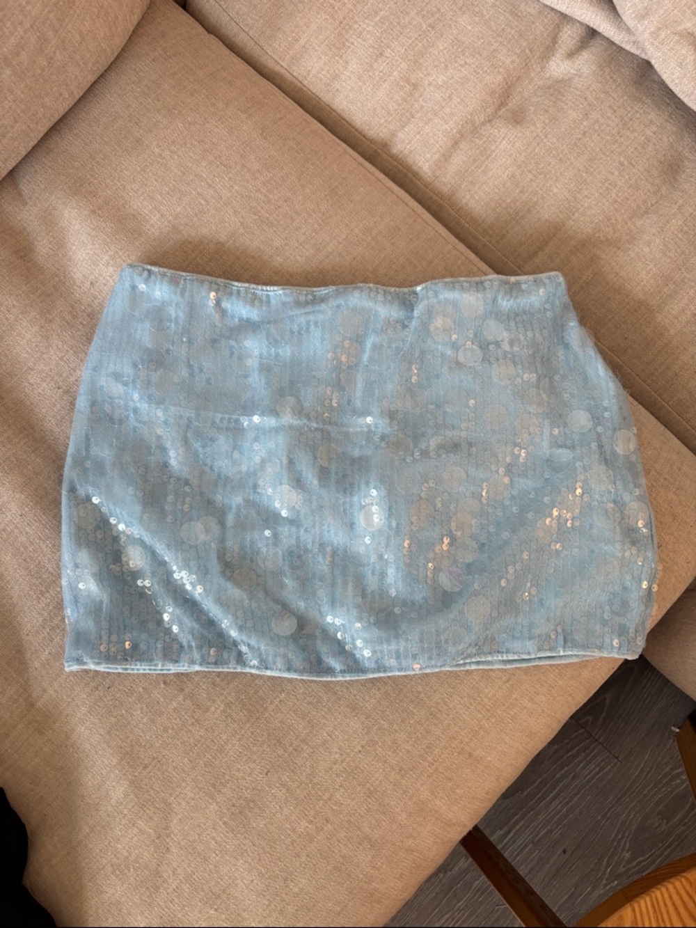 SHEIN Light Blue Sequin Mini Skirt